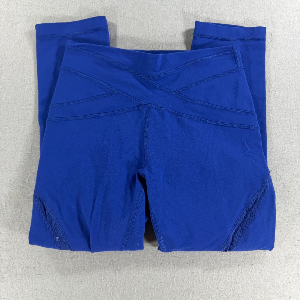 Lululemon Crossover V-Waist Mesh Crop Leggings Royal Blue Size 6